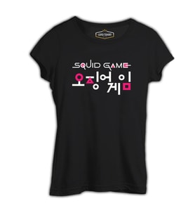 Squid Game-Logo Korean Siyah Kadın Tshirt