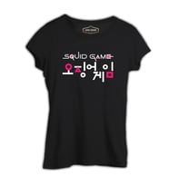 Squid Game-Logo Korean Siyah Kadın Tshirt