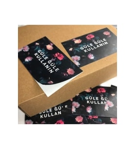 Güle Güle Kullanın Parlak Kuşe Selefonlu Yatay Etiket Wrapping Idea 8,1x5 Cm - (40 ADET)