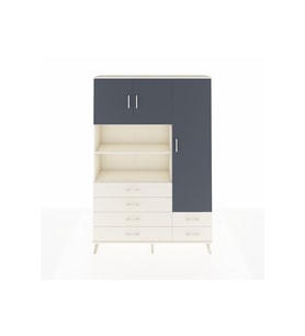Arges Dolap 9 Raflı 6 Çekmeceli 3 Kapaklı 132x30x195 Aytaşı-Antrasit/Aytaşı