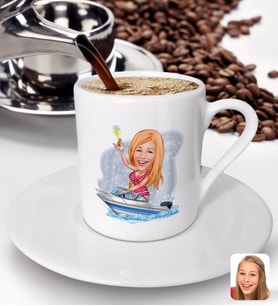 BK Gift Kişiye Özel Tatilci Kadın Karikatürlü Türk Kahvesi Fincanı-3
