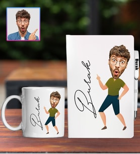 Kişiye Özel Karikatür Tasarım Defter Kalem Kupa Hediye Seti 96222