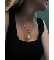 serapis accessories Özel Tasarım Altın Kaplama Sedefli Madalyon Melek Gold Kadın / Kız Gold Kolye