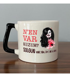 Nen Var Kuzum? Baskılı Siyah Kulplu D Kupa