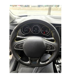 Megane 4 JOY PAKETE Uygundur Araca Tam Uyumlu Dikmeli Direksiyon Kılıfı 5D Kristal Karbon Nokta Sarıipli