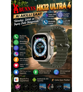 General Mobile GM 22 Uyumlu Ultra 4 AI Akıllı Saat IP67 Su Geçirmez what sapp Sesli Mesaj Gönderme AMOLED Bluetooth Aramalı