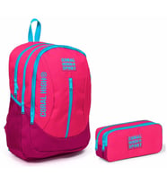 Coral High Sport Pembe Kırmızı Okul Çantası ve Kalemlik Seti - Kız Çocuk - USB Soketli