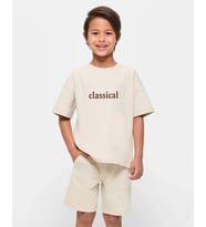 Çocuk Classical Baskılı Pamuklu Tshirt (Bej)