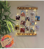 Kişiye Özel 12 Fotoğraflı Led Işıklı 2 Adet İpli Askılı Fotoğraf Çerçevesi