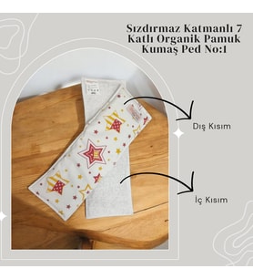 Bezhane Baby 7 Katlı Yıkanabilir Bebek Pedi Sarı Kırmızı Yıldız Desen 1 Numara