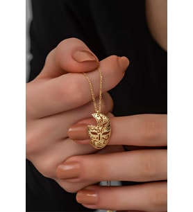 925 Ayar Gümüş Gold Rengi Maske Kolye