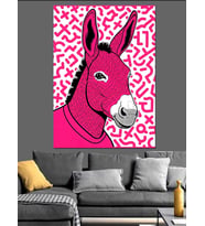 Pembe Renkli Pop Art Eşek Dekoratif Kanvas - Mdf Ahşap Tablo