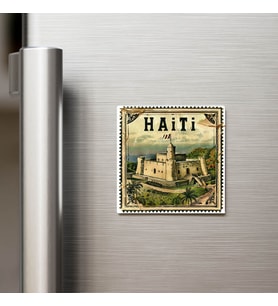 Haiti Haiti - Posta Pulu Temalı Ülke - Baskılı Buzdolap Magneti Kare - 9x9 cm