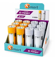 12 ADET 2İN1 PİLLİ EL FENERİ RENKLİ PLASTİK K-0254 (5343)