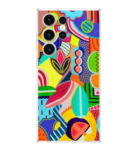 PrintiFy Samsung Galaxy S24 Ultra ile Uyumlu 1mm Slim Fit Retro Colors 6 Baskılı Şeffaf  Kılıf
