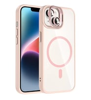 Iphone 14 Remim Lensli Magsafe Standlı Kapak - Pembe