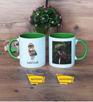 Baykuş Kupa Bardak Yeşil Fotoğraflı