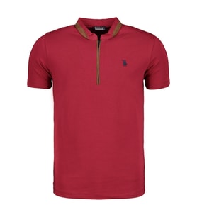 T8571 DEWBERRY FERMUARLI ERKEK T-SHIRT-KOYU BORDO