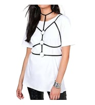 Halka Detaylı Şık Deri Harness (Siyah)