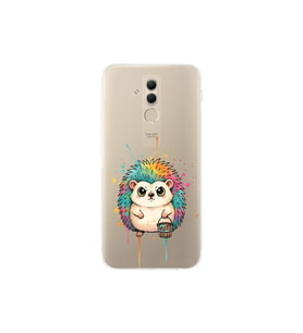 Huawei Mate 20 Lite ile Uyumlu Splash Kirpi Tasarımlı Şeffaf Silikon Kılıf