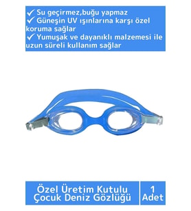 Özel Ayarlanabilir Kayışlı Su Geçirmez UV Koruma Silikon Plastik Antifog Kutulu Çocuk Deniz Gözlüğü