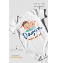 Dayım Olsun Yeter Kısa Kollu Bebek Body %100 Pamuk