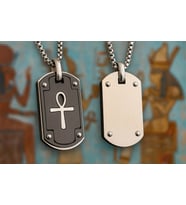 voyageaccessory Paslanmaz Çelik Künye Model Antik Mısır Nil Anahtarı Ankh Kolye (Gümüş-Siyah)