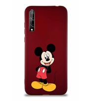 Huawei P Smart S Soft Premier Kapak Mickey Mouse-B Tasarımlı Silikon Kılıf - Mürdüm (Şeffaf)