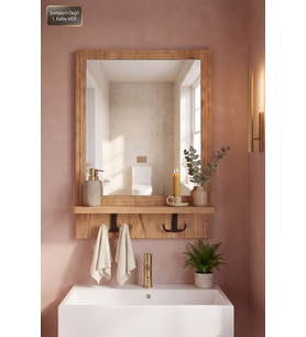 Antik Ahşap Dekoratif Ayna Raflı Askılıklı Banyo Oda Lavabo Wc Dresuar Koridor Konsol Mutfak Makyaj Aynası