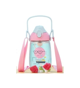 Pembe Sunshine Pipetli 500 Ml Tritan Su Matarası, Boyun Askılı, Vagonlife