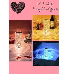 Sevgililer Gününe Özel Romantik Kristal Gece Lambası Sevgiliye Hediye (Çok Renkli)