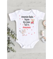 Erkek Bebek Beyaz Yuvarlak Yaka Baskılı Zıbın Body