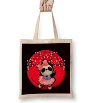 Panda Japan Flag Sakura Cherry Blossom Tree Japanese Art Bez Çanta Uzun Saplı
