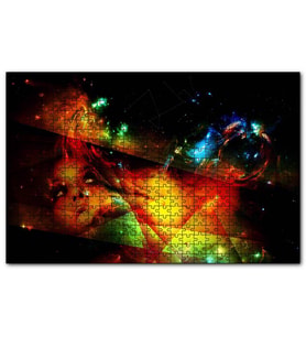 Cakapuzzle Kadın Yüzü Geometrik Şekiller ve Spot Işıklar  Puzzle Yapboz MDF (Ahşap) (120 Parça)