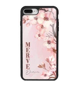 iPhone 7 Plus Uyumlu Dikey Sakura Tasarımlı Glossy Telefon Kılıfı