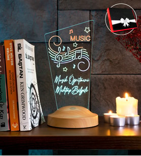 Müzisyen Hediyesi, Müzik Öğretmenine Hediye, Renkli Baskılı Kişiye Özel Led Lamba