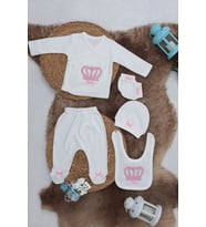 Sema Baby 5 Parça Hastane Çıkışı Zıbın Seti 0-3 Ay - Princess (Çok Renkli)
