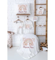 Pia Baby Premium %100 Pamuk Yenidoğan Kız Bebek Hastane Çıkışı Hediyelik Set 5021-02 (Ekru)