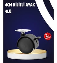 4’Lü Kilitli Tekerlek Ayak 4 Cm Sessiz Ve Dayanıklı