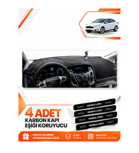FORD FOCUS 3.5 SEDAN (2014-2018) Uyumlu Ön Torpido Koruma Kılıfı Halısı - Siyah
