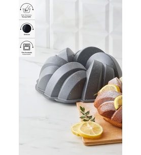 Örgü Döküm Kek Kalıbı, Antrasit, 26 cm, Sağlam ve Şık Tasarım
