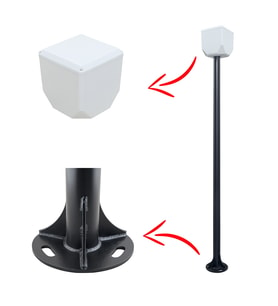TRK-1-100+154/ 1 Mt Metal Direk + TRK-154 Küp ile Birlikte (7016 Düz Mat Antrasit Fırın Boyalı )