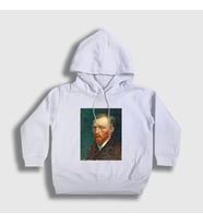 Presmono Unisex Çocuk Beyaz Portrait Art Painter Vincent Van Gogh Kapüşonlu Sweatshirt 303112tt