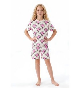 Kız Çocuk %100 Pamuk Ve Şortlu Pijama Takımı 8-13 Yaş 12721IS MODANINO