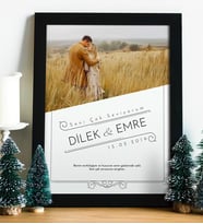 Kişiye Özel Fotoğraflı Sevgiliye Hediye 20x30 - 30x40 cm Mesajlı Çerçeveli Poster (Siyah)