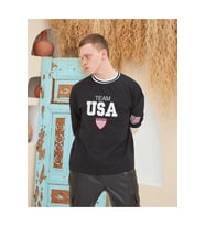 Erkek Bisiklet Yaka Tişört Nakış İşlemeli Kısa Kol Oversize T-ShirtSiyah