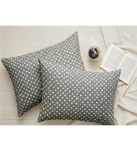 More Home Yastık Kılıfı Kapaklı 2 Adet 50 X 70 Cm Gri Beyaz Yıldızlı Beyaz - Gri