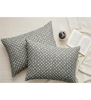 More Home Yastık Kılıfı Kapaklı 2 Adet 50 X 70 Cm Gri Beyaz Yıldızlı Beyaz - Gri