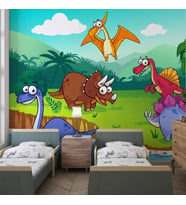 Dinozor Desenli Duvar Kağıdı Baskı