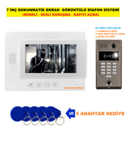 7 İNÇ EKAN DOKUNMATİK EKRAN GÖRÜNTÜLÜ DİAFON SİSTEMİ (RENKLİ-SESLİ KONUŞMA-KAPIYI AÇMA)